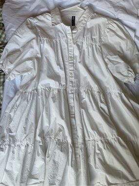 Zara White Tiered Midi Dress